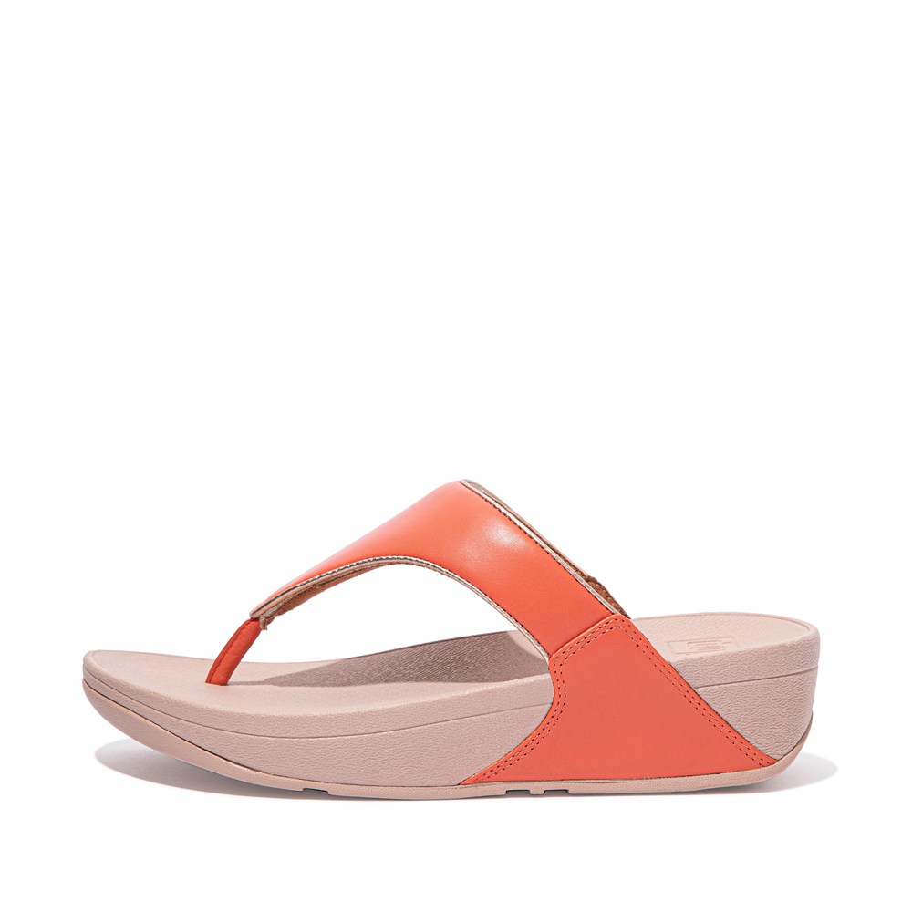 Fitflop Womens Sandals Coral Pink - Lulu Pop-binding Leather - KF5463298